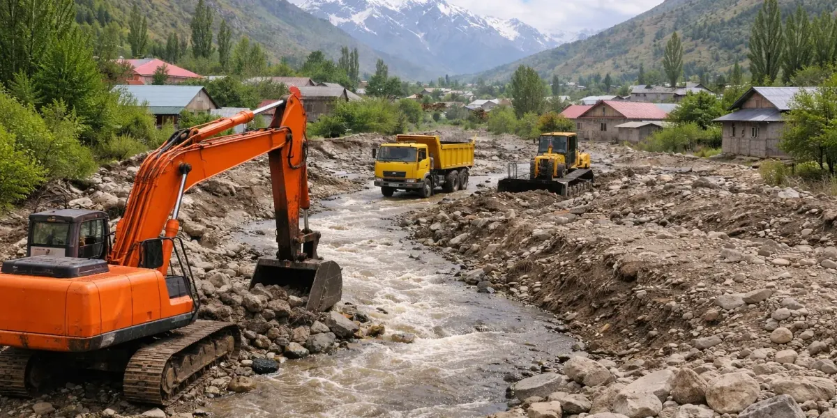 В Кадамжае очищают селевые каналы для защиты 67 домов — МЧС
