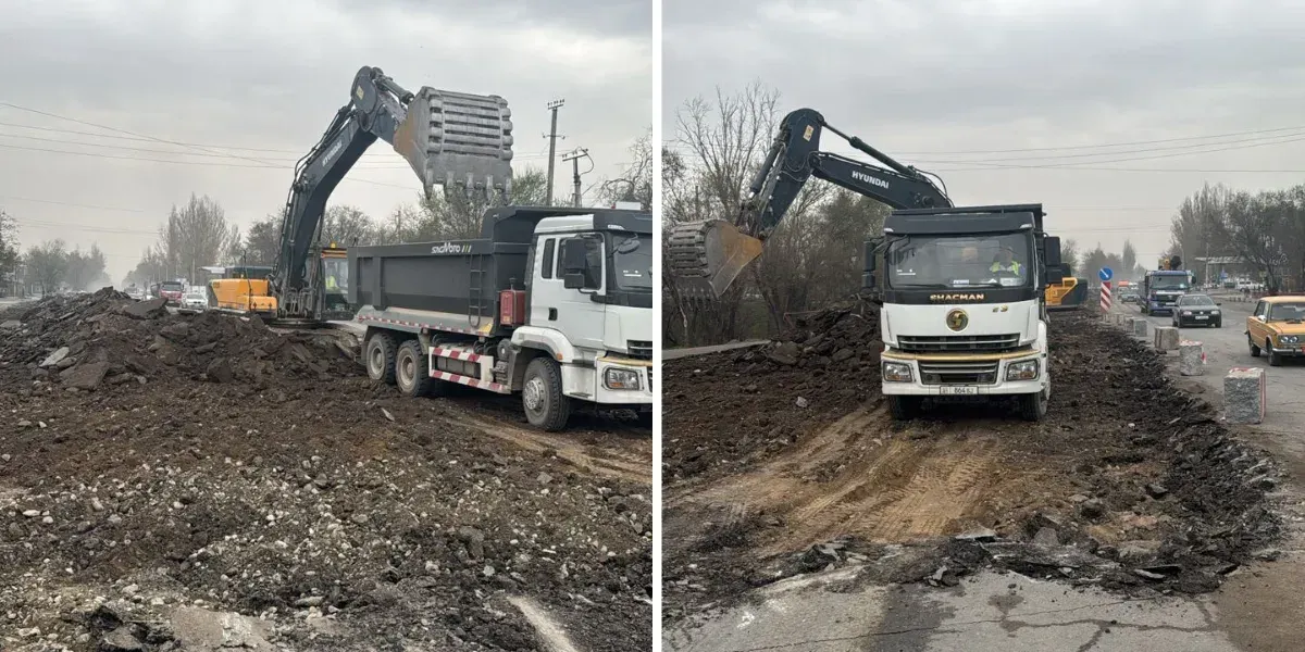 Ремонт трассы Бишкек – Токмок: движение транспорта частично ограничено
