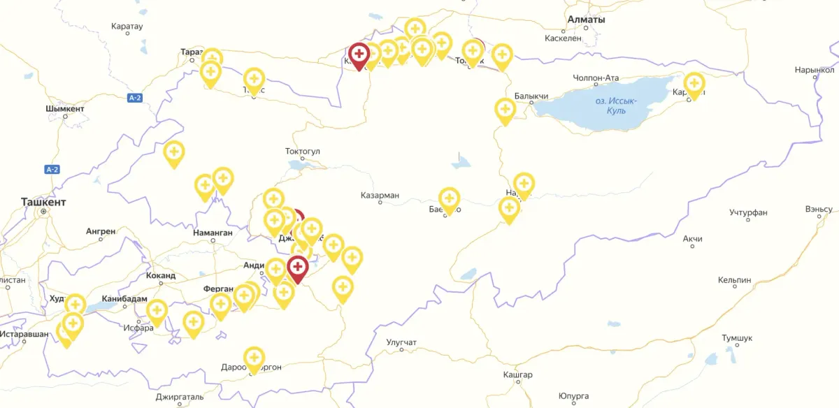 В КР полноценно заработала карта стационаров и больниц для пациентов с COVID-19