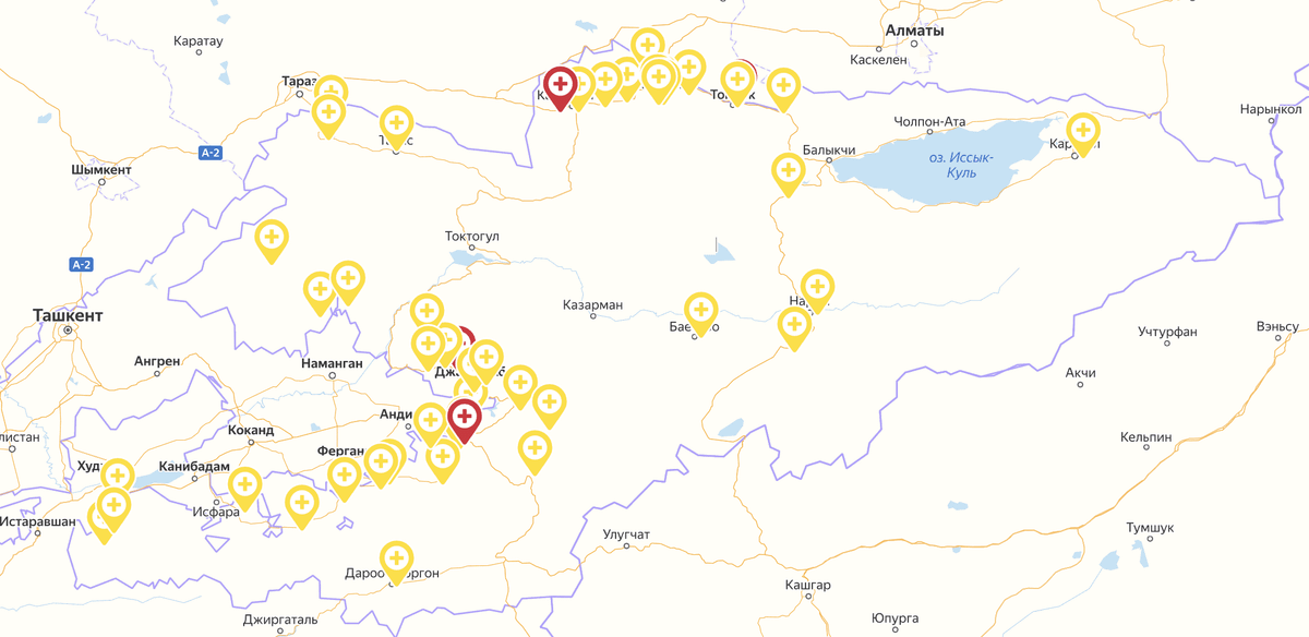 В КР полноценно заработала карта стационаров и больниц для пациентов с COVID-19