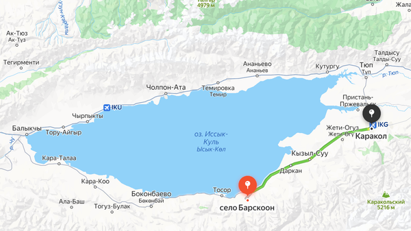 Автодорога Барскоон – Каракол. Скриншот: Яндекс Карты.