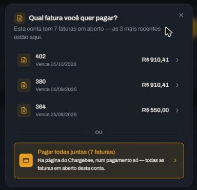 Passo 1: escolher a fatura (ou pagar todas juntas)