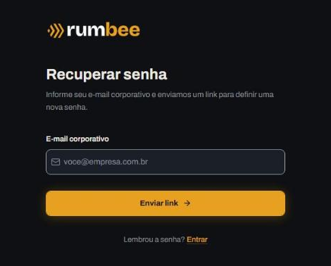 Tela de recuperação de senha