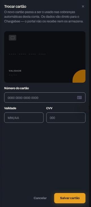 Formulário seguro para trocar o cartão