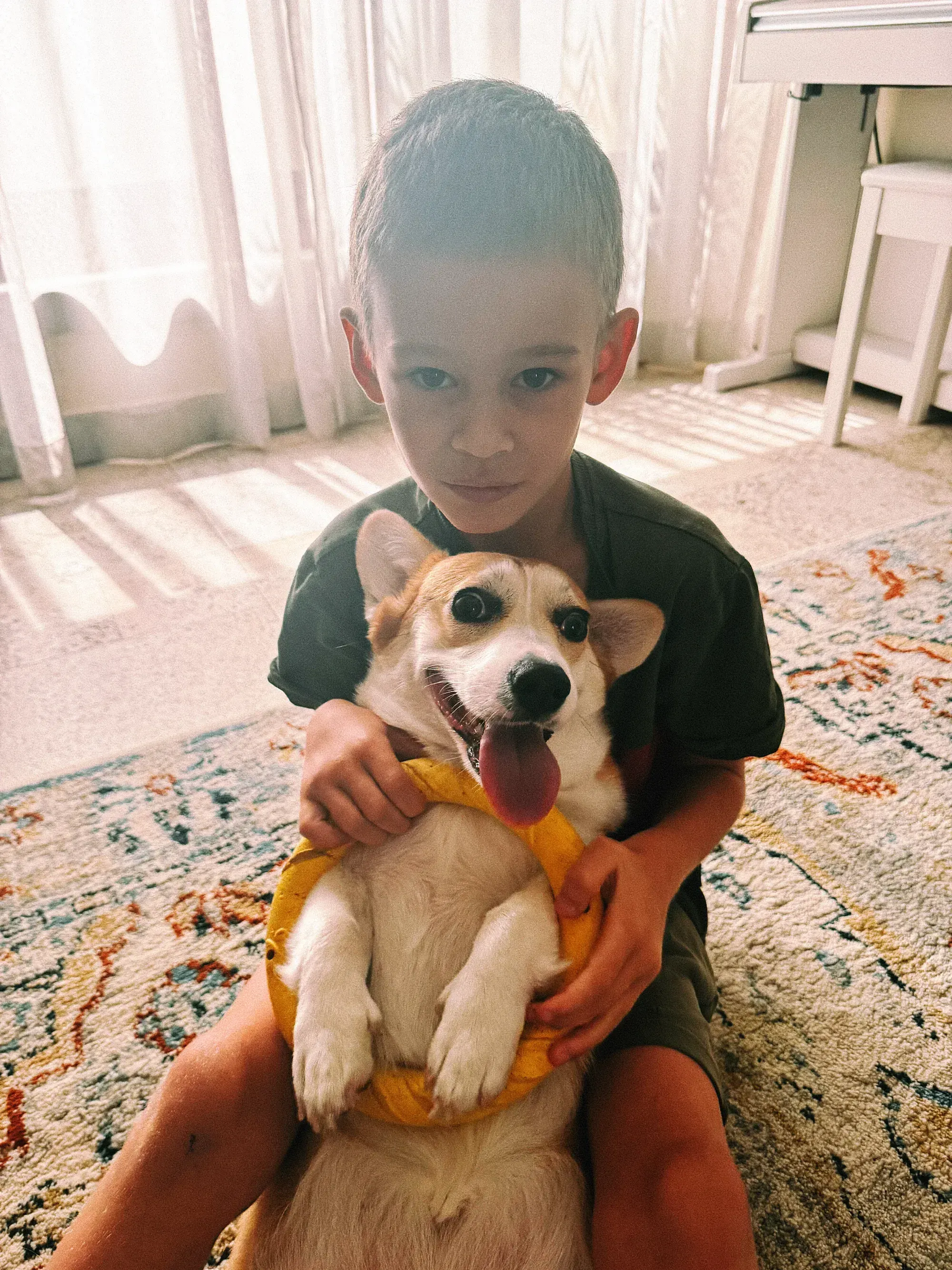 Konstantin - human and Becky - corgi dog