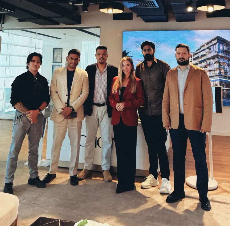 Alexander Nevsky and the Nevsky Realty team at a Dubai real estate project presentation in July 2026