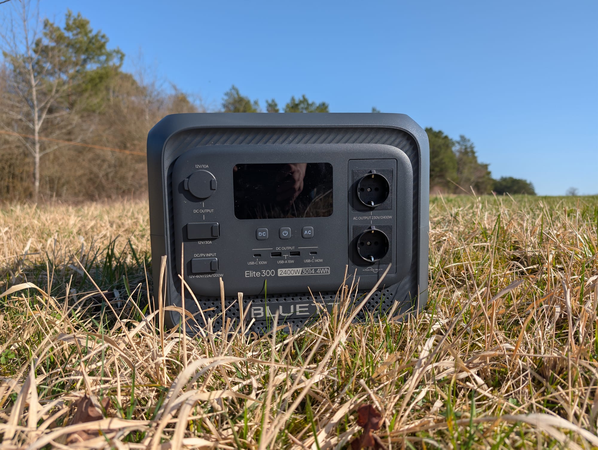 The Bluetti Elite 300 set up outdoors, a 3,014Wh portable power station built for off-grid life in a van or motorhome.