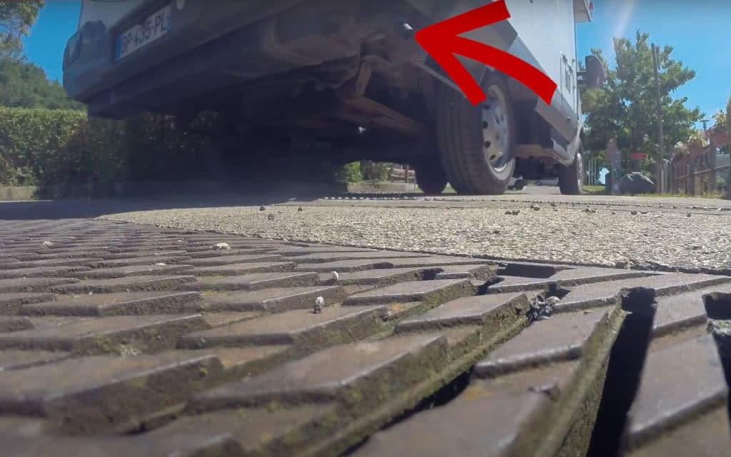 Positioning a motorhome over the drain at a service point