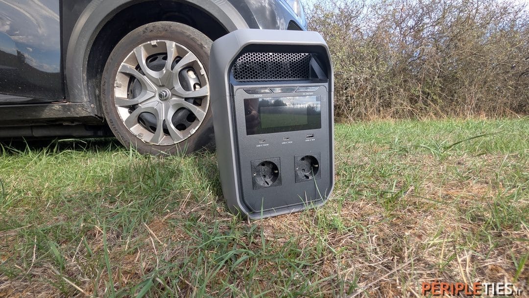 EcoFlow Delta 3 Plus portable power station on the grass outdoors