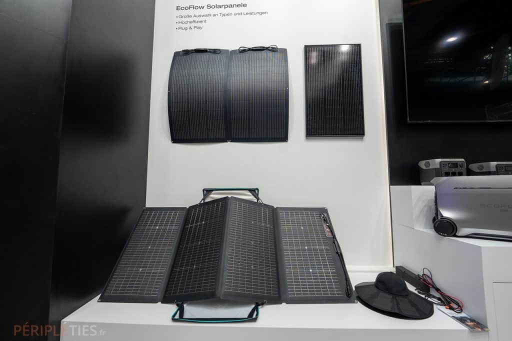 EcoFlow flexible, rigid and folding solar panels on display at the Caravan Salon in Düsseldorf