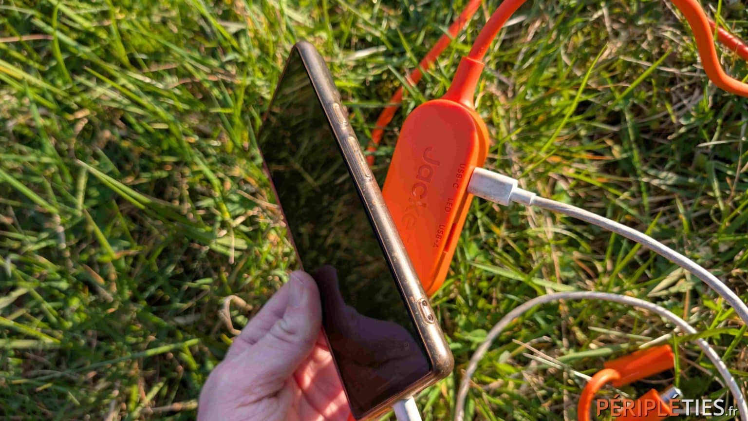 Charging a smartphone outdoors