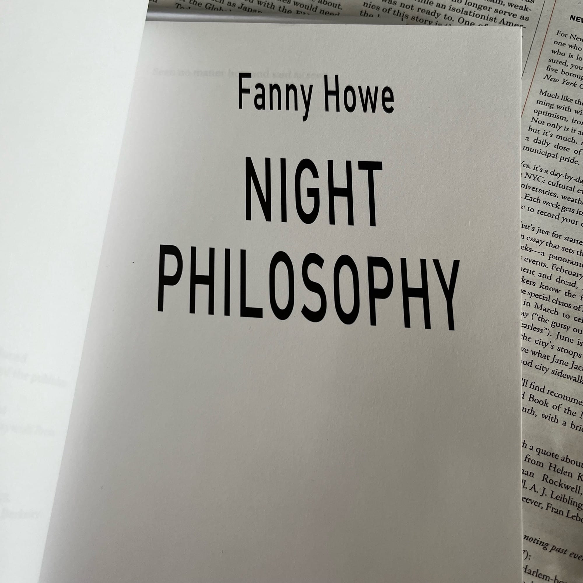 Fanny Howe's NIGHT PHILOSOPHY