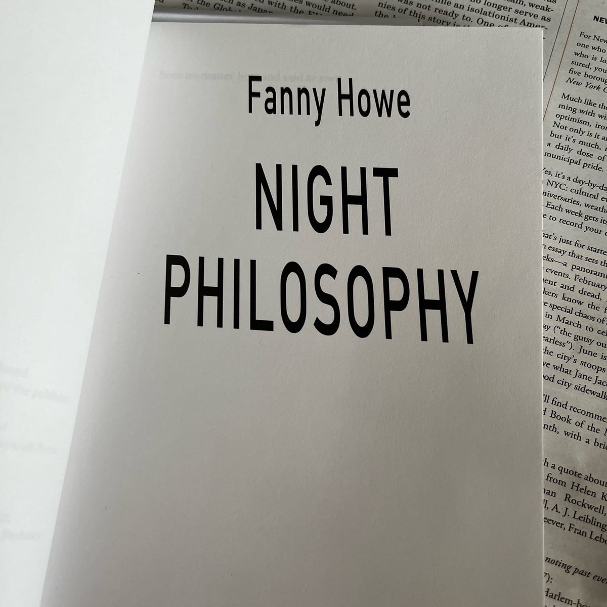 Fanny Howe's NIGHT PHILOSOPHY