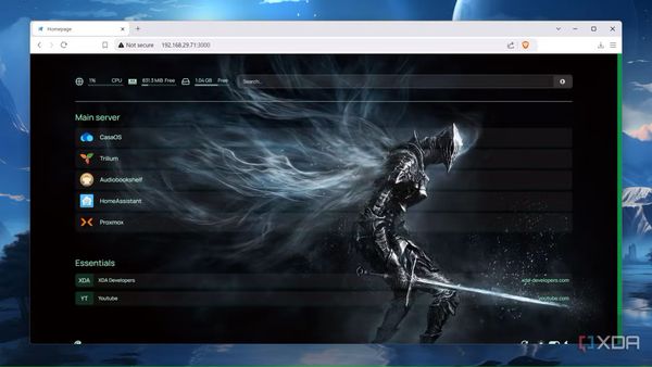 Homepage - Indexing container