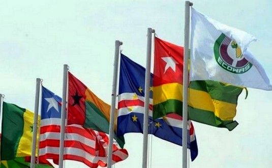 Des drapeaux de pays membres de la CEDEAO. Crédits : Sources