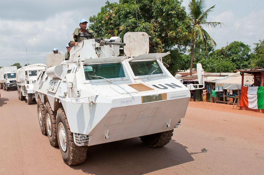 Des Casques bleus marocains de la Mission multidimensionnelle intégrée des Nations Unies pour la stabilisation en République 