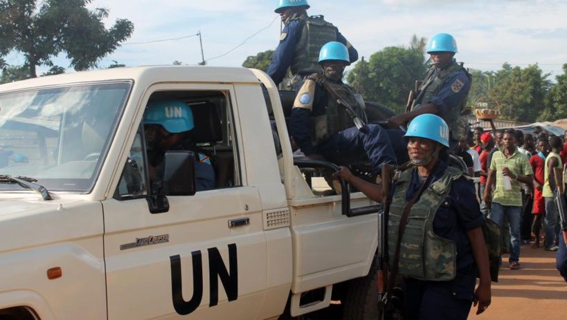 Des casques bleus en Centrafrique. © ISSOUF SANOGO / AFP