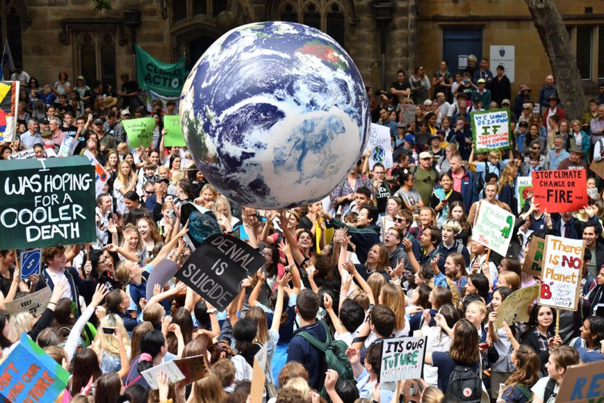 Thousands of school students from across Sydney attend the global #ClimateStrike rally at Town Hall in Sydney, Australia Marc