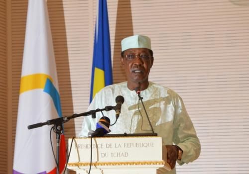 Le président tchadien Idriss Déby lors du lancement de la conférence internationale sur l'éducation des filles, mardi 18 juin