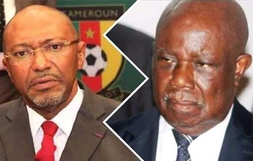 Le président de la Fecafoot, Seidou Mbombo Njoya (à gauche) et le président de la Ligue de football, le général Pierre Semeng