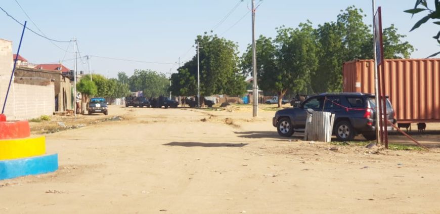 Un dispositif policier dans le 7ème arrondissement de N'Djamena le 2 octobre 2021. © Alwihda Info