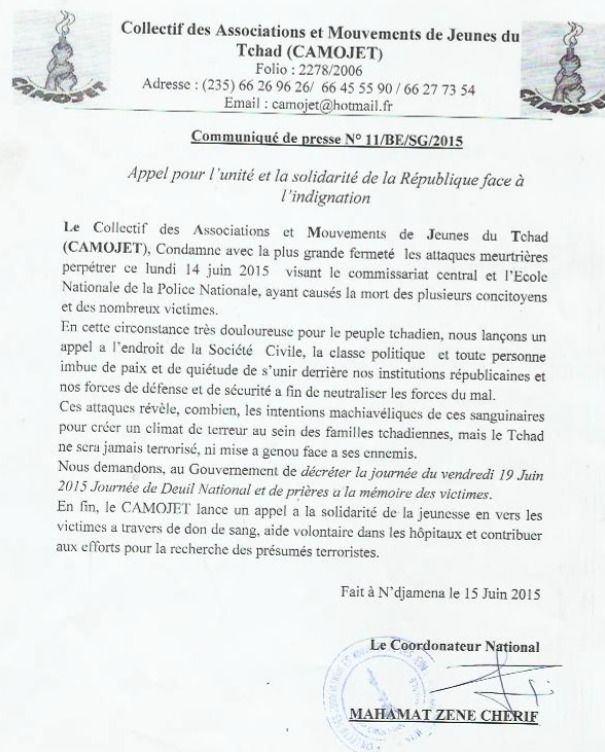 Boko Haram : Le Tchad ne sera jamais terrorisé, assure le CAMOJET