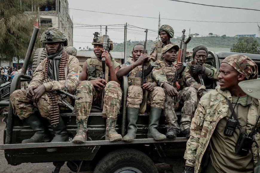 Soldats du M23 à Goma, en janvier. Photo : Guerchom Ndebo/New York Times