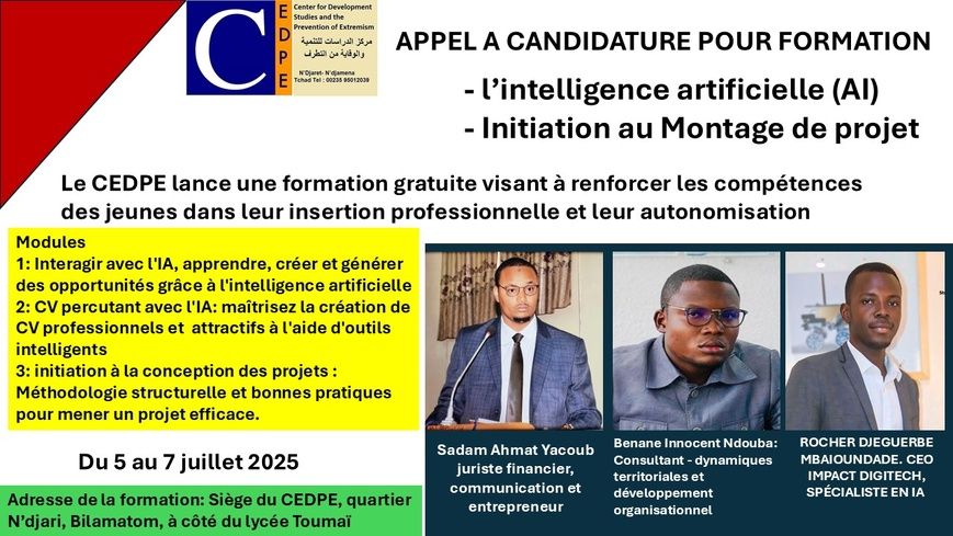 Tchad : Le CEDPE organise une formation sur l'intelligence Artificielle (5-7 juillet 2025)