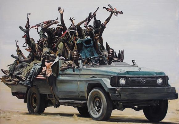 Un pick-up rempli de soldats tchadiens. Illustration © DR