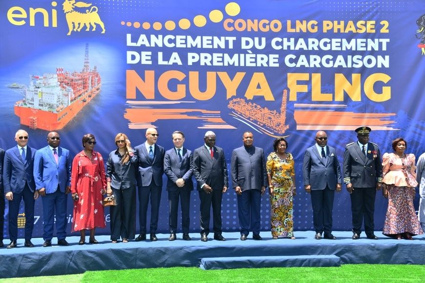 Denis Sassou N'Guesso après le lancement du chargement