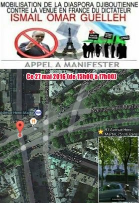 Appel à manifester de la diaspora Djiboutienne en France.