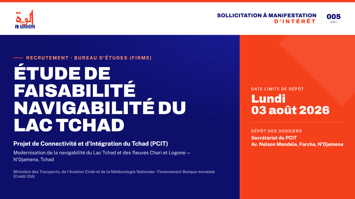 Tchad : Sollicitation à manifestation d'intérêt pour une étude de faisabilité (Projet PCIT)