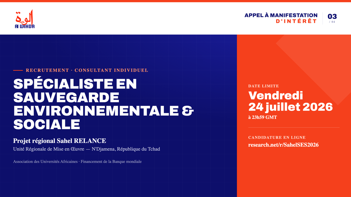 Projet Sahel RELANCE : Avis à Manifestation d'Intérêt pour un Spécialiste en Sauvegarde Environnementale & Sociale