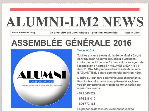 Cameroun:Tous les anciens du lycée de Mballa2 convoqués !