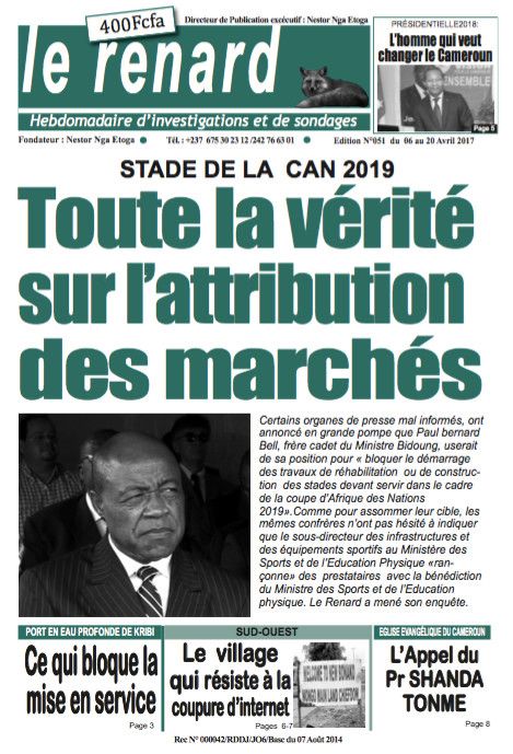 Cameroun : A la une du journal Le Renard