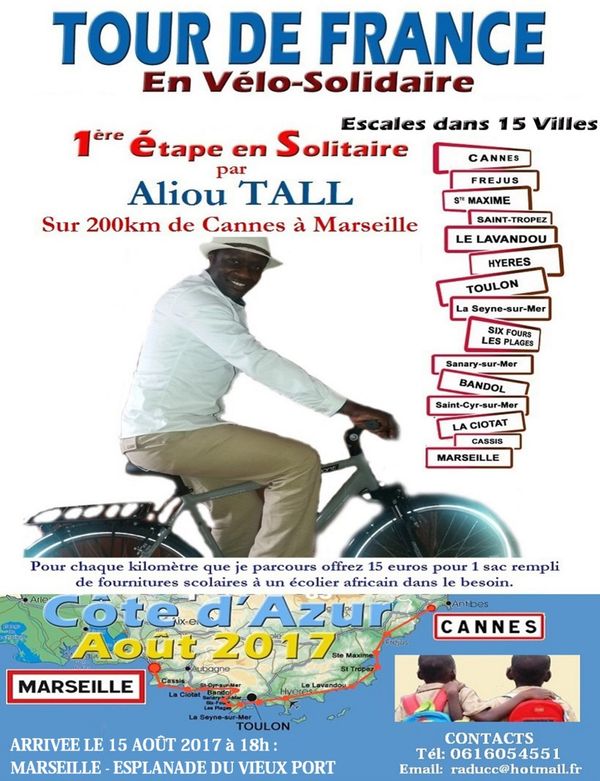 Tour de France en vélo-solidaire : Pour la scolarisation des enfants africains nécessiteux