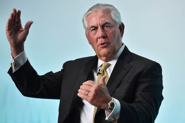Chairman and CEO of US oil and gas corporation ExxonMobil, Rex Tillerson, speaks during the 2015 Oil and Money conference in 