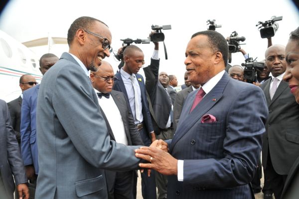Denis Sassou N'Guesso et Paul Kagamé à Brazzaville (photo d'archives)