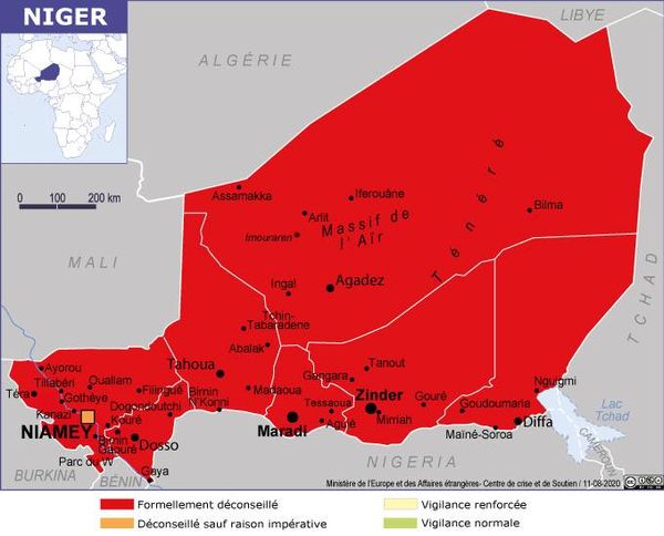 Sécurité : La France place quasiment tout le Niger en zone rouge