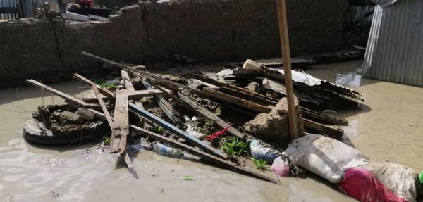 Des maisons inondées au quartier Dembé de N'Djamena, en août 2020. © Alwihda Info