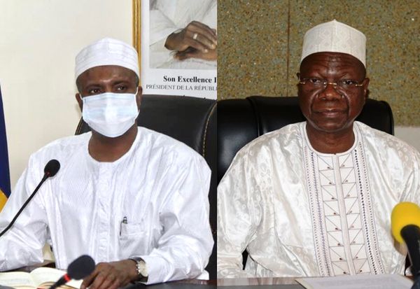 Le ministre de la Santé publique Dr. Abdoulaye Sabre Fadoul (gauche) et le coordonnateur de l'action gouvernementale Kalzeubé