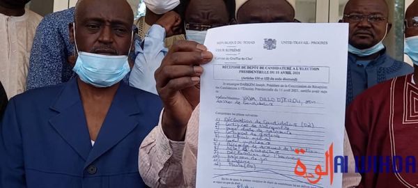 Dépôt de candidature de Yaya Dillo le 26 février à la Cour suprême de N'Djamena. Illustration © Mahamat Issa Gadaya/Alwihda I