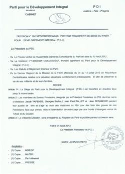 Centrafrique : Le PDI victime d'un "coup de canif"