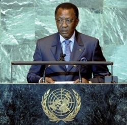 Le chef de l'Etat tchadien, Idriss Déby lors de son discours à la tribune de l'ONU. New-York. 27 septembre 2013. Credit photo
