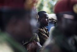 Combattants de l'ex-Seleka intégré aux FACA (Forces armées Centrafricaine) lors d'un meeting organisé par le Conseil National