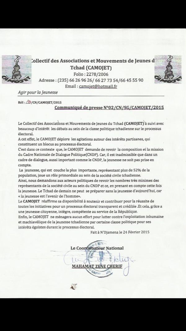 Tchad : La société civile exige l'implication de la jeunesse