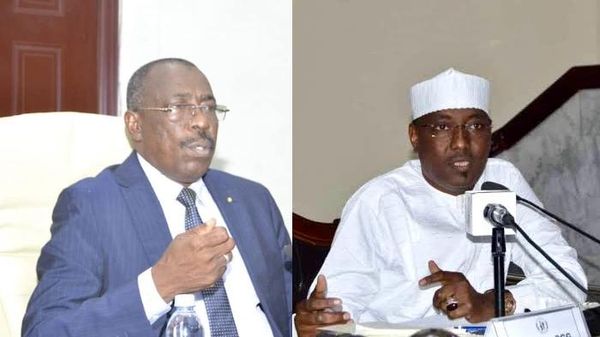 Daoud Yaya Brahim (à gauche) et Haliki Choua Mahamat (à droite), les deux ministres démissionnaires.
