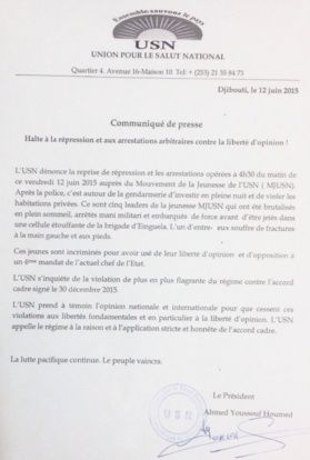 DJIBOUTI : Halte à la répression et aux arrestations arbitraires contre la liberté d'opinion !