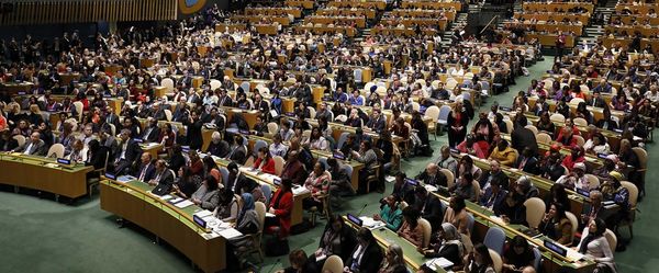 Vue panoramique de la salle de l'Assemblée générale des Nations Unies, où se dérouleront les événements de la CSW69. Photo : 