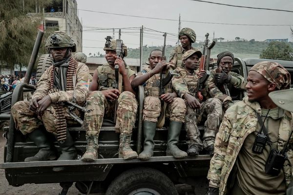 Soldats du M23 à Goma, en janvier. Photo : Guerchom Ndebo/New York Times
